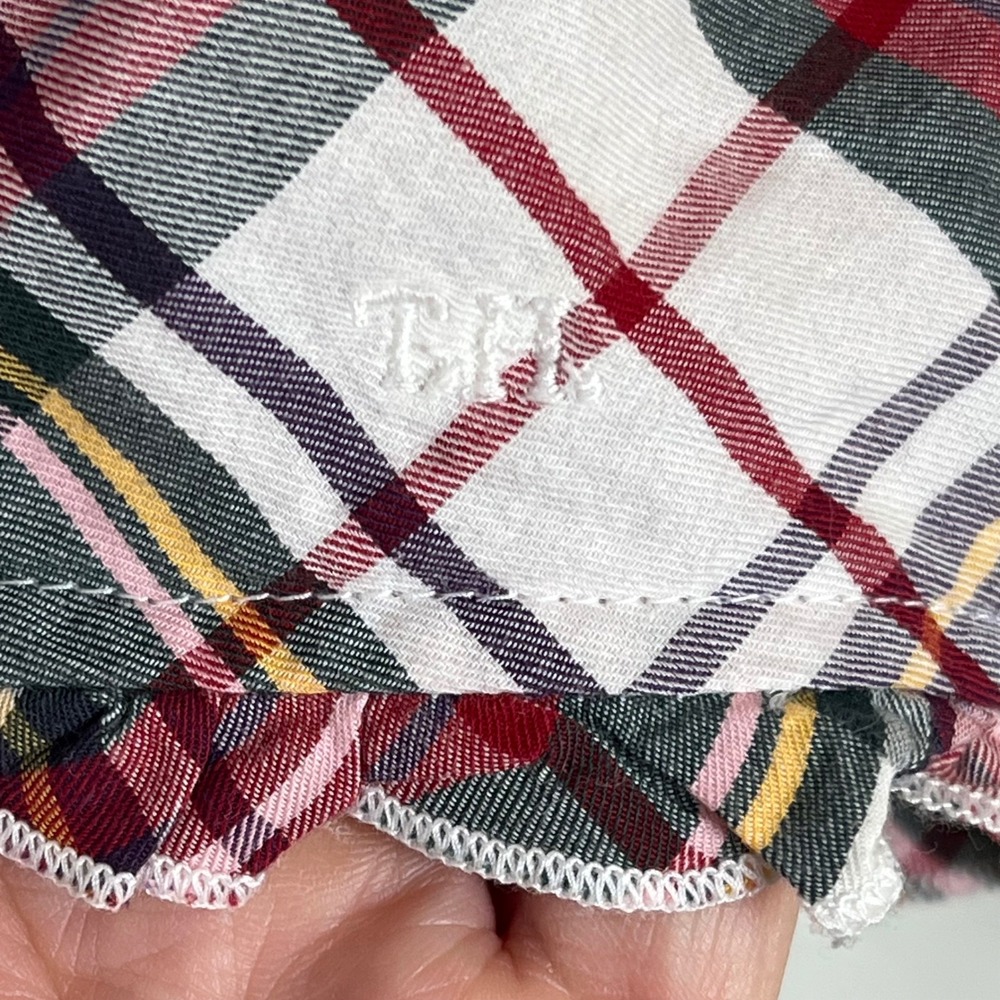 Tommy Hilfiger Red Plaid Ruffle Trim Button Up Top XL Western Cowgirl Preppy - Picture 9 of 12